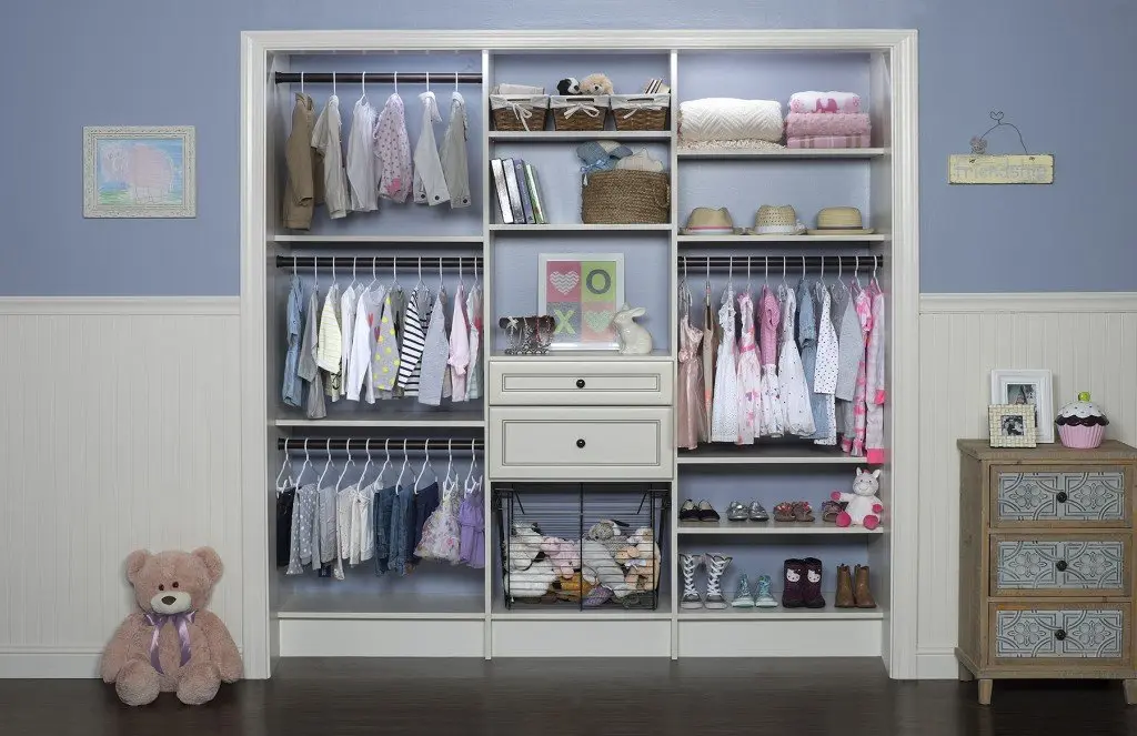Antique White Custom Kids Closet Systems