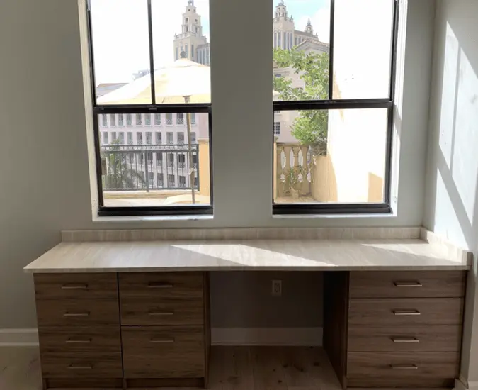 Custom Desk With New Surfaces Line of Countertops