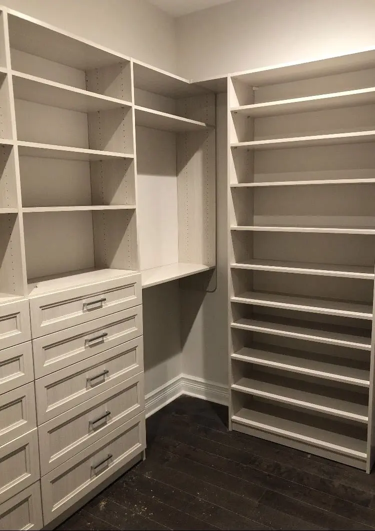 Arctic Custom Closet System With Allegra Drawer Fronts