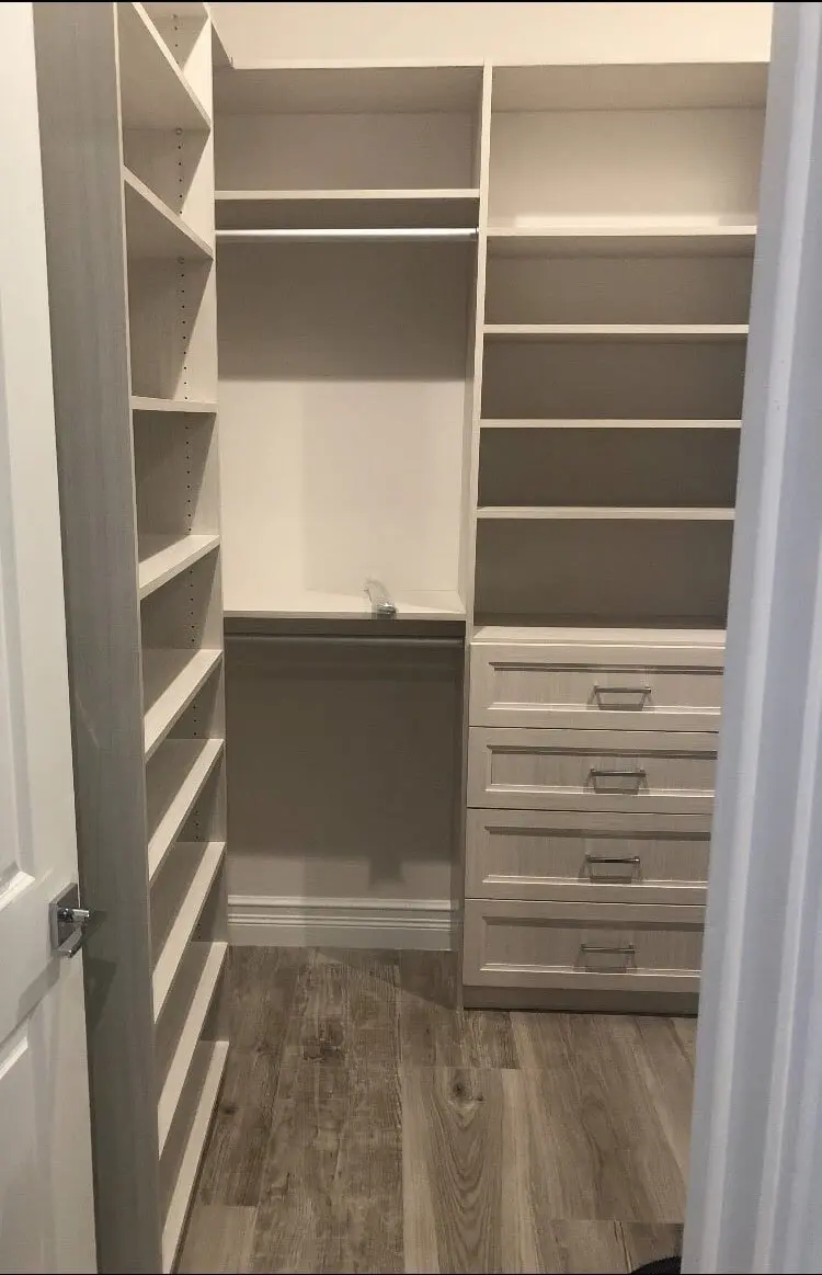 Arctic Custom Closet System With Allegra Drawer Fronts