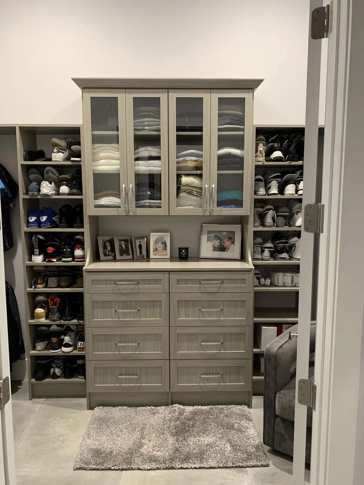 Custom Walk In Closet System with Double Hutch