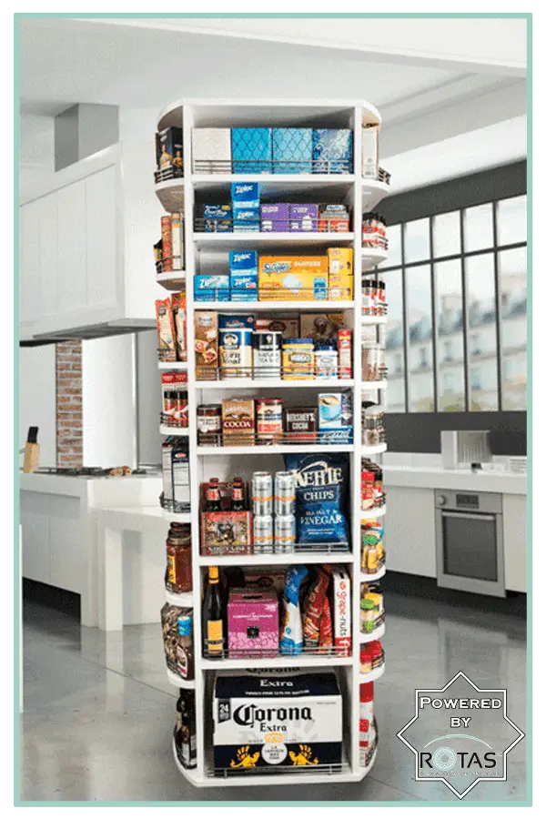 A pantry filled with lots of food and drinks in a kitchen.